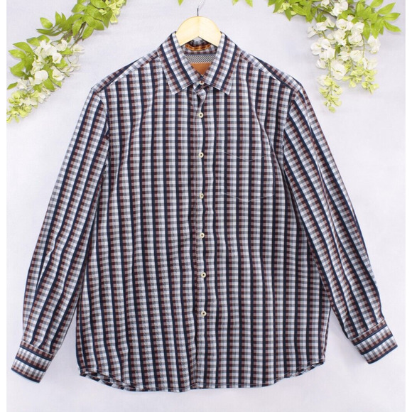 Tommy Bahama Men's Button Up Shirt Long Sleeve Plaid Print 100% Cotton Sz M - Picture 1 of 7